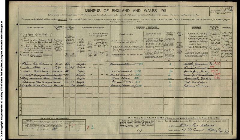 Evans (Herbert Gwynfryn) 1911 Census